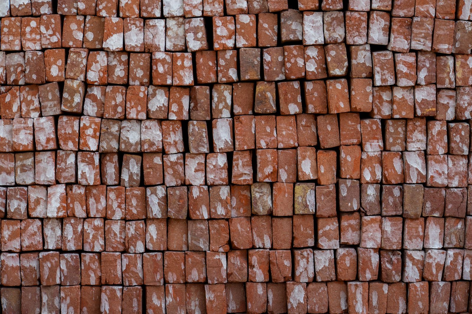 Close view of a brick masonry wall